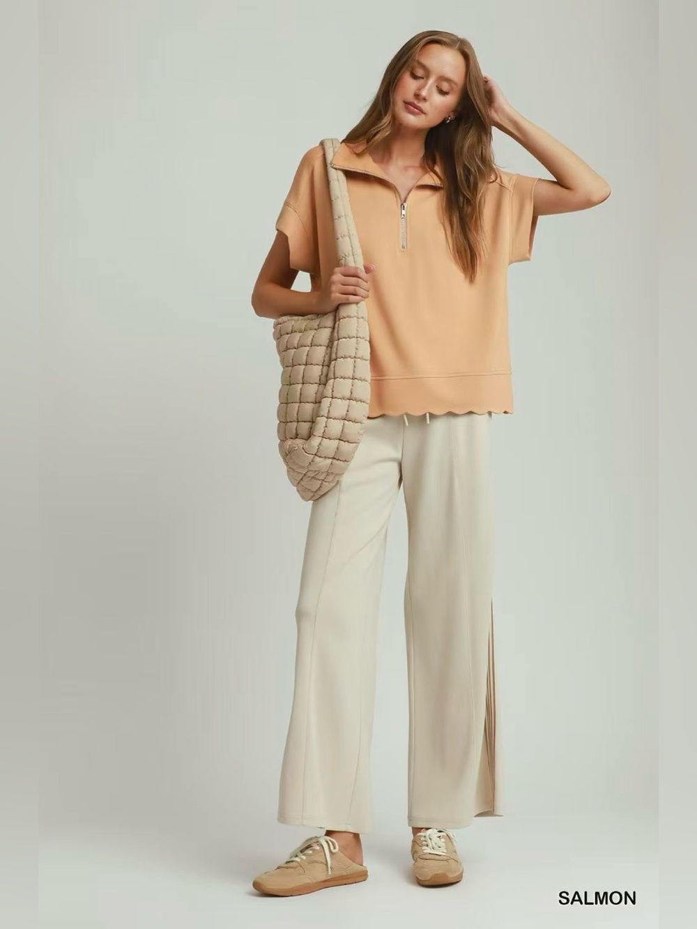Umgee Half Zip Pullover with Scalloped Edge Hem NWT🛍️